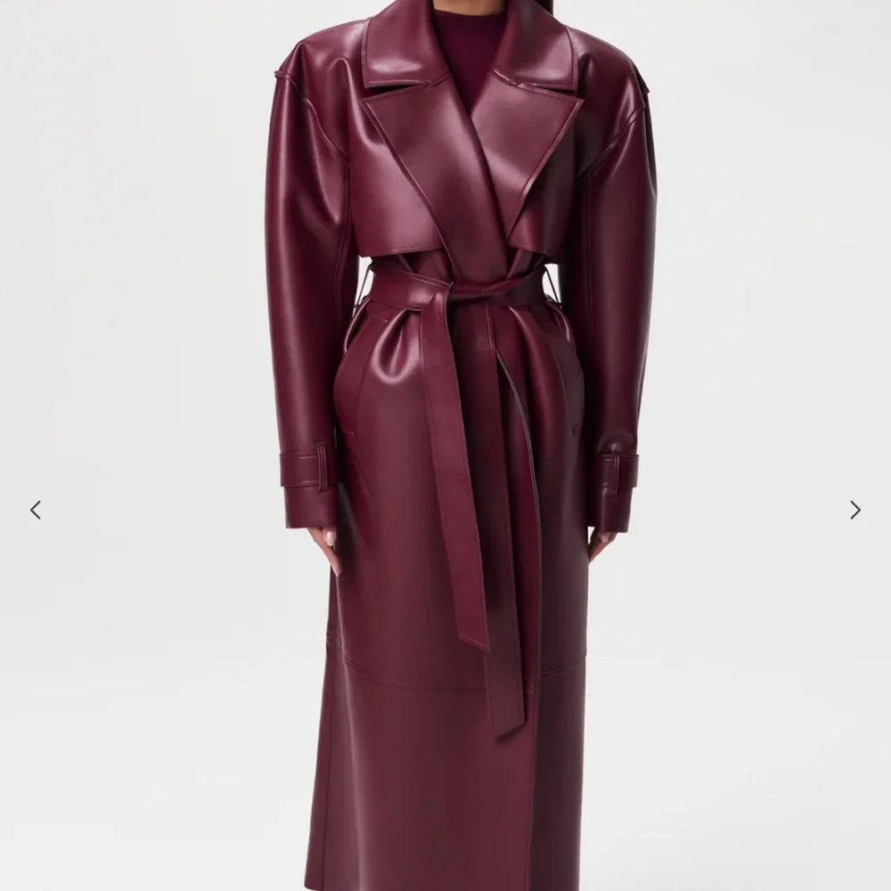 VEGAN LEATHER TRENCH COAT - Picture 2 of 4